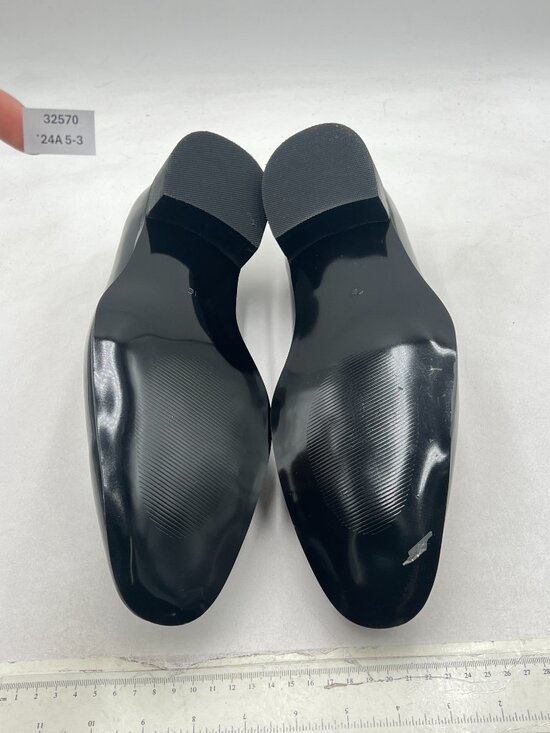 FSJ Men\'s Shiny Patent Leather Slip-On Loafers Closed Toe Side V-Cut Flats main image 5